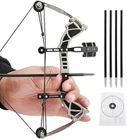 9.5" Mini Compound Bow and Arrow Set Mini Pocket Bow Survival Bow Right Left Hand for Target Shooting Practice Archery Gift