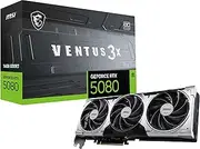 MSI NVIDIA GeForce RTX 5080 16G Ventus 3X OC Plus GDDR7 256bit Video Card Boost Rate Up to 2655MHz PCIe Gen 5 DLSS 4 3 DP 2.1 1 HDMI 2.1 Port SFF (Small Form Factor)
