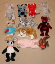 Lot #1 of 11 RARE Ty Beanie Babies All Retired w/Hang & Butt Tags & Protectors