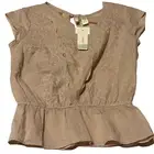 JAPNA Womens XS Short Sleeve Peplum Ruffle Top Shirt Mauve