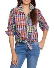 Nic+Zoe Geo Dot Long Crinkle Shirt