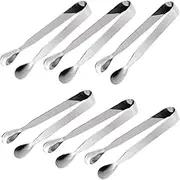 RuiChy Stainless Steel Tongs, 6 Pack Mini Sugar Ice Serving Tongs for Coffee Bar Kitchen, Multi-Purpose Appetizers Tongs, Dishwasher Safe, Polished Finish, 6 Pieces