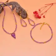 Amethyst Rondelle Beads Fancy Shape Chain 925 Silver Necklace Earring Bracelet
