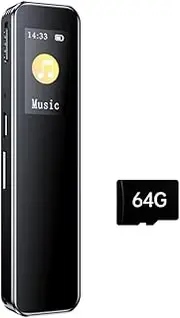 64GB Digital Voice Recorder Noise Reduction Record with Playback MP3 Music Player Activated Record 1536KBPS HD Recording Password Protection for Lectures Meetings Class Interviews with Earphone