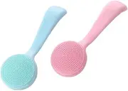 2PCS Silicone Face Scrubber, Gentle Facial Cleansing Brush for Women, Soft Skin Face Exfoliator Tool (Blue+Pink, One size)
