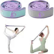 Yoga Stretching Band 2 Pieces Fitness Band with Loops Stretch Band Yoga Exercise Band Elastic Stretch Band with Loops Elastic Training Band for Effective Stretching