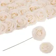 25pcs Foam Roses Artificial Flower Fake Roses with Stems, Light Champagne