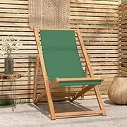 Garden Chair Folding Beach Chair Solid Teak Wood Green Patio Seating