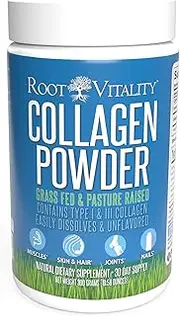 [Root Vitality] Collagen Powder, Collagen Peptides, Grass Fed, Premium Quality Collagen Protein, Pasture Raised, Easily Dissolves, Keto & Paleo Friendly, Non-GMO, 300 Grams