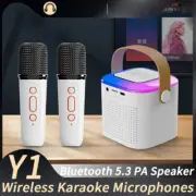 Wireless Dual Microphone Karaoke Machine Bluetooth PA Speaker HIFI Stereo Sound