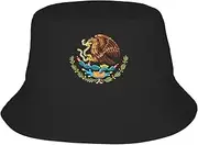 [Generic] Mexico Bucket Hat Coat of arms of Mexico Emblem Fishing Hat for Mexican Outdoor Decoration Sun Cap Black, Black, One Size