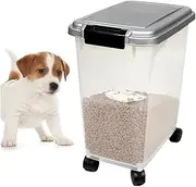 Pet Food Storage Container 40 L for 15 kg Flip-up Lid Airtight Container Transparent Cat Food Storage with Four Wheels for Dog & Cat Food Air Tight Food Container
