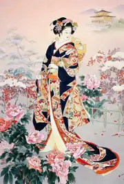 Golden Kimono Beauty Paintings - Wooden Jigsaw Puzzles 1000 Piece for Teens and Family Style 394 300 Piece