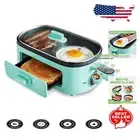 All-in-One Breakfast Maker: Nonstick Griddle & Cool-Touch Handles, Turquoise