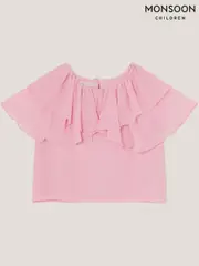 Monsoon Pink Paris Ruffle Chiffon Top (F91928) | $51 - $60