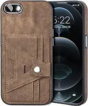 Kitzomi for iPhone SE 2022/2020 Case Card Holder Wallet,PU Leather and Hard Shell Protective with [SIM Card Pin Slot] for Galaxy iPhone 8 Case,iPhone SE3 Case Kickstand [4.7 inch],Brown