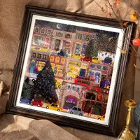 在飛比找ETMall東森購物網優惠-冬燈畫框galison冬燈圣誕拼圖方形美式復古咖啡畫框掛墻裝