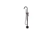 Pentro Round Gun Metal Grey Freestanding Bath Mixer With Hand held Shower