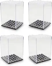 TORMEN Acrylic Display Case for Figurines Collectibles ,360 Degree Showcase Building Block Base(4 PCS