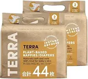 TERRA Diapers, Set of 2, Super Absorbent, Skin-friendly, For Night Use, For Going Out, Sensitive Skin, Smooth, Breathable, Infants, Tape, 8.8-15.4 lbs (4-7 kg), Infant Diaper Pack of 22