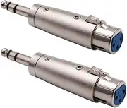 XLR to 1/4 Adapter, Microphone Cables Stereo Balanced Audio Connector 6.35mm, TRS Dual Sound Channel Headphone Jack for Aux Cable, Pack of 2