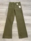Faherty Stretch Terry Patch Pocket Pant Size 26 Military Olive NWT $168 Wide Leg