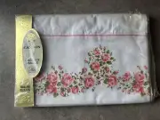 Vintage Cannon Royal Family Combspun Percale Double Fitted Floral Rose Sheet