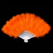 Orange Feather Fan Folding Hand Costume Wedding Showgirl Dance Fancy Party Craft Decor