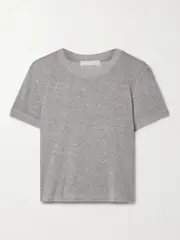 [Suzie Kondi] Suzie Kondi - Capri Cotton-blend Terry T-shirt - Gray - large large Gray
