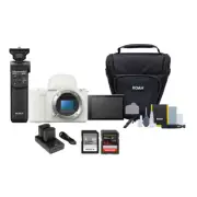 Sony Alpha ZV E10 II Content Creators’ White Camera with Mirrorless Lens Bundle