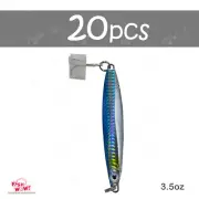 20pcs 3.5oz Colt Sniper jig 100g Vertical jig 3561D-DT MUSTAD Hook Blue Silver