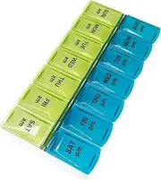 Large Pill boxes Organizer 2 Times a Day, travel pill organizer ，7 Day Pill case Am Pm, Pill Case Pill Box for Pills/Vitamin/Supplements/Medication Big Pill Container, Medication Dispenser 14 Compartments (Green)