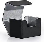 Card Deck Box for Trading Cards, MTG Commander Deck Box Holds 120+ Single Sleeved Cards, Leather Magnetic Card Storage Box Fits for TCG CCG Magic Cards (Black)