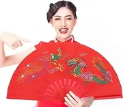 ElgnAura Folding Dance Training Fan, Tai Chi Fan Bamboo Silk Chinese Martial Arts Fan for Kung Fu Shaolin Wushu Strength Training