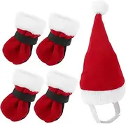 PENIKOKO 1 Set Christmas Cat Dog Hat Socks Costume for Pets Adorable Holiday Outfit for Dogs and Cats Cute Cosplay Accessories for Festive Parties Easy to Wear