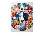 Modern Art Dog Circle Canvas Print
