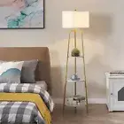 Vintage Tripod Floor Lamp Reading Sofa Light LED Standing with Shelves Bedroom