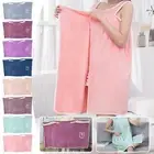 Bathrobe Bath Towel Wrap Womens Wearable Bathtub Shower Dress Bathing Skirt NEW