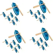 24 Sets Micro Landscape Ornament Ocean Bathroom Decor Beach House Decorstions Mini Canoe Coastal Home Decorations Mini Oar Sailing Outdoor Boat Model Boat Toy Bamboo