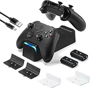 Dual Controller Charger Compatible with Xbox Series X/S, Xbox One/One X/One S Controllers, Efficient Xbox Controller Charger with 2 * 1100mah Rechargeable Controller Battery Packs(Black)