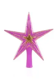 Cody Foster 5 Point Double Star 8.25" Magenta Pink n Gold Christmas Tree Topper