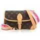 Louis Vuitton LV M46049 DIANE Monogram帆布老花雙背帶肩斜包.桃紅