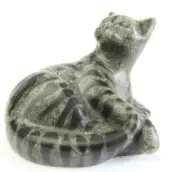 Quintessence (UK) - "Basil" - Stone Cat Figurine Grey/black Tabby Appr 4cm H