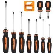 HORUSDY 10Pcs Magnetic Screwdriver Set Phillips Slotted Holder Magnetizer Au