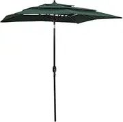Outdoor Patio Umbrella, 3 Tier Market Table Umbrella, Sun Protection Awnings Includes 8 Aluminium Ribs for Backyard, Deck, Garden, 2x2 m, Green