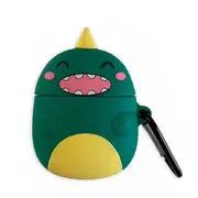 For Airpods 1 / 2 Cartoon Laughing Dinosaur Shape Silicone Earphone Protective Case with Hook