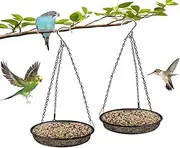 2 Pack Metal Mesh Platform Bird Feeders - Attracts Birds, Hanging for Garden & Yard