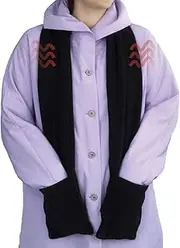 [BITS AND PIECES] Micro Fleece Battery-Operated Heated Scarf - 66" Long Neckwear with Pockets