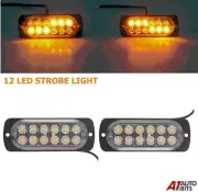 2x 12 Led Strobe Light Bar Amber Truck Hazard Beacon Flash Warn Emergency Lamp