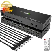 8-Port KVM Switch HDMI 2.0 USB 2.0 Hub 4K@30Hz for 8 PC Share Monitor & Mouse